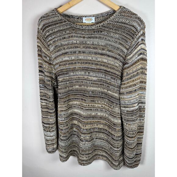 VTG Talbots Women’s Sweater Open Knit 100% Cotton L Hippie Festival Boho Grunge - Picture 1 of 6